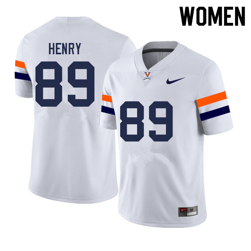 Women #89 Artie Henry Virginia Cavaliers College Football Jerseys Sale-White - Click Image to Close